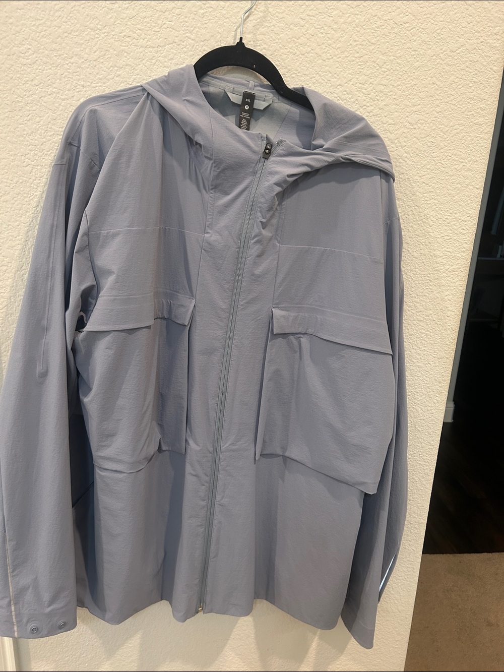 lululemon athletica Men's Light Blue Hooded Shirt Jacket